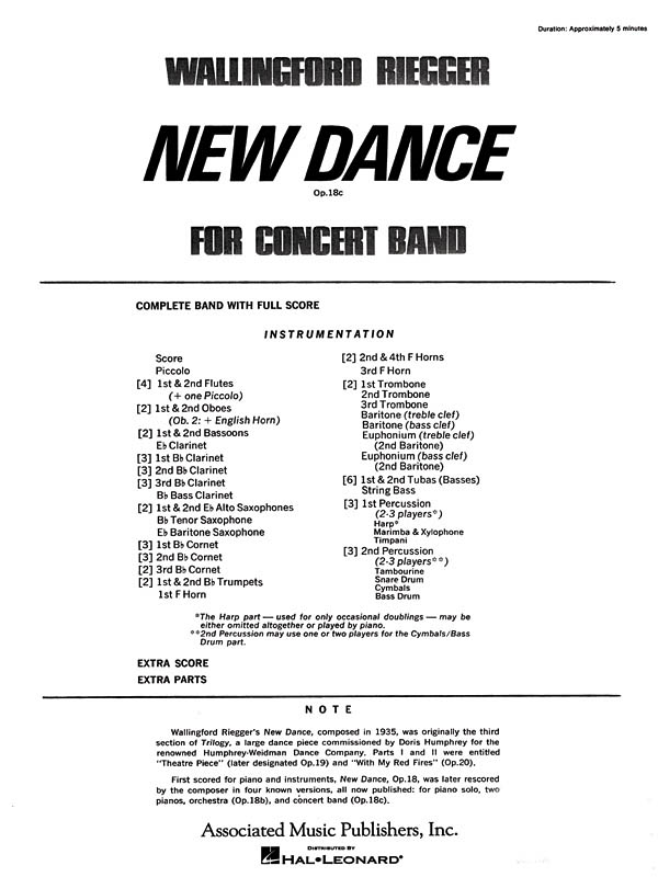 Wallingford Riegger: New Dance for Band, Op. 18b