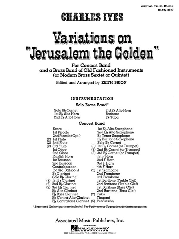 Variations on Jerusalem the Golden