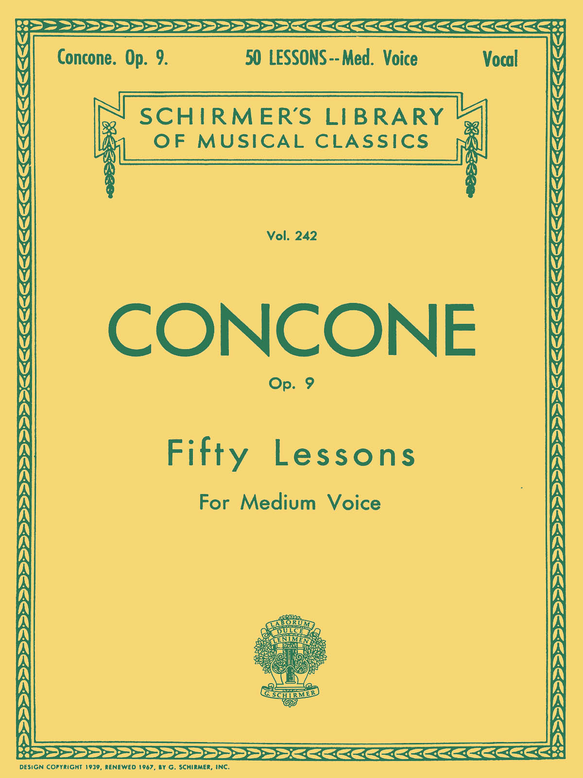 Jospeh Concone: 50 Lessons, Op. 9 (Medium Voice)