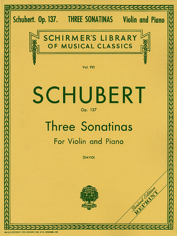 Franz Schubert:  Three Sonatinas for Violin And Piano Op.137