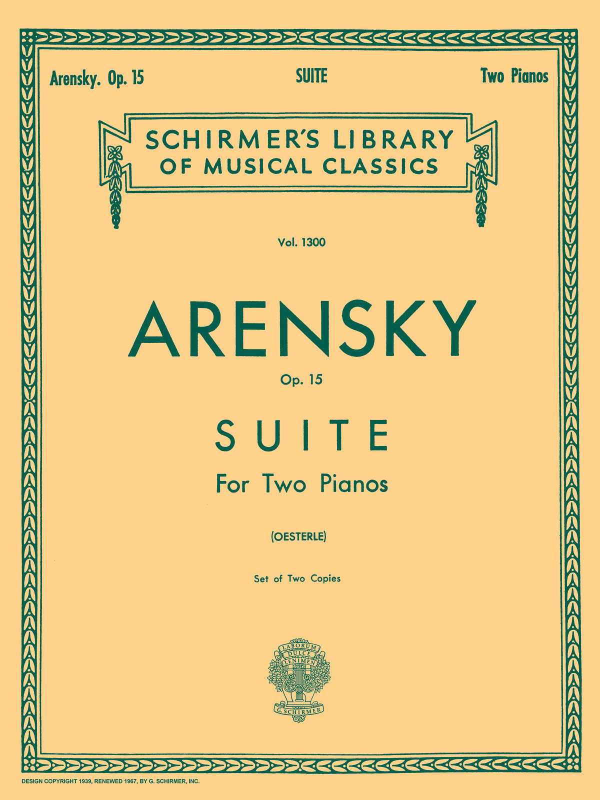 Anton Arensky: Suite for two Pianos Op.15