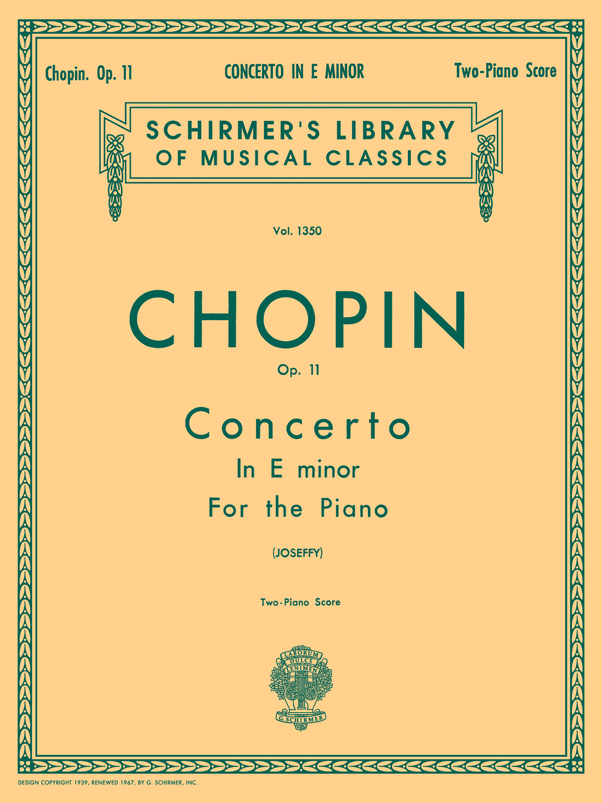 Chopin:  Piano Concerto No.1 In E Minor Op.11 (Two Piano Score)
