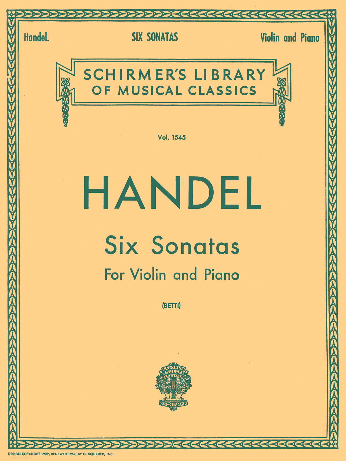 Handel: Six Sonatas for Violin And Piano