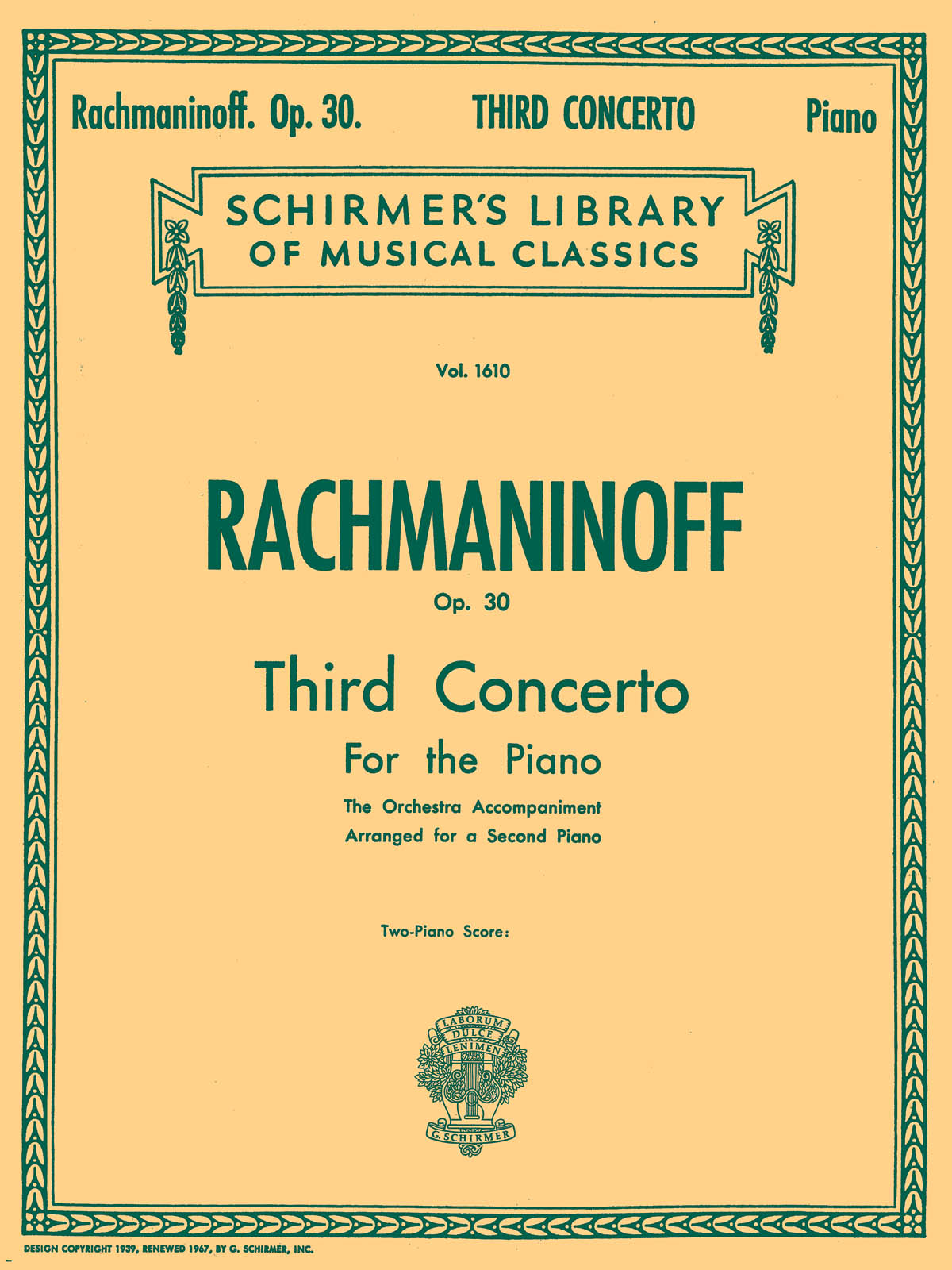 Sergei Rachmaninov: Piano Concerto No.3 Op.30 (2 Piano Score)