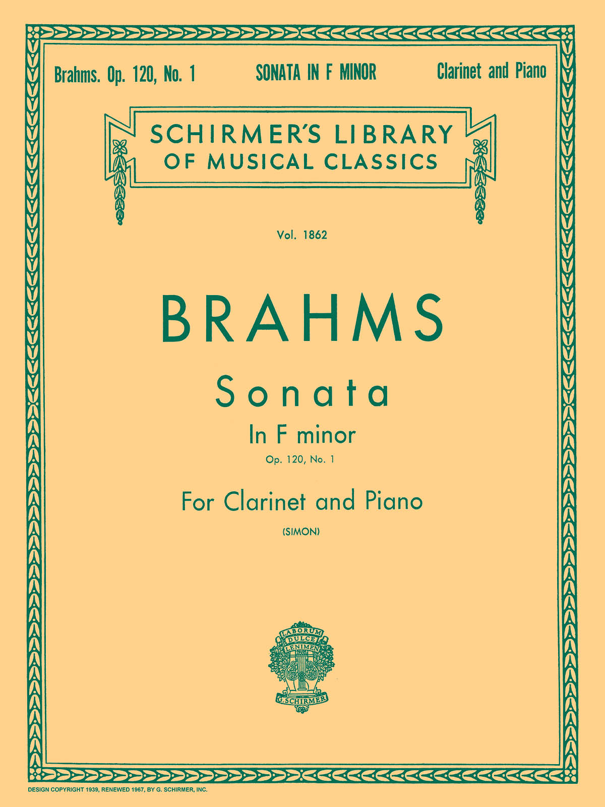 Brahms: Sonata for Clarinet And Piano In F Minor Op.120 No.1