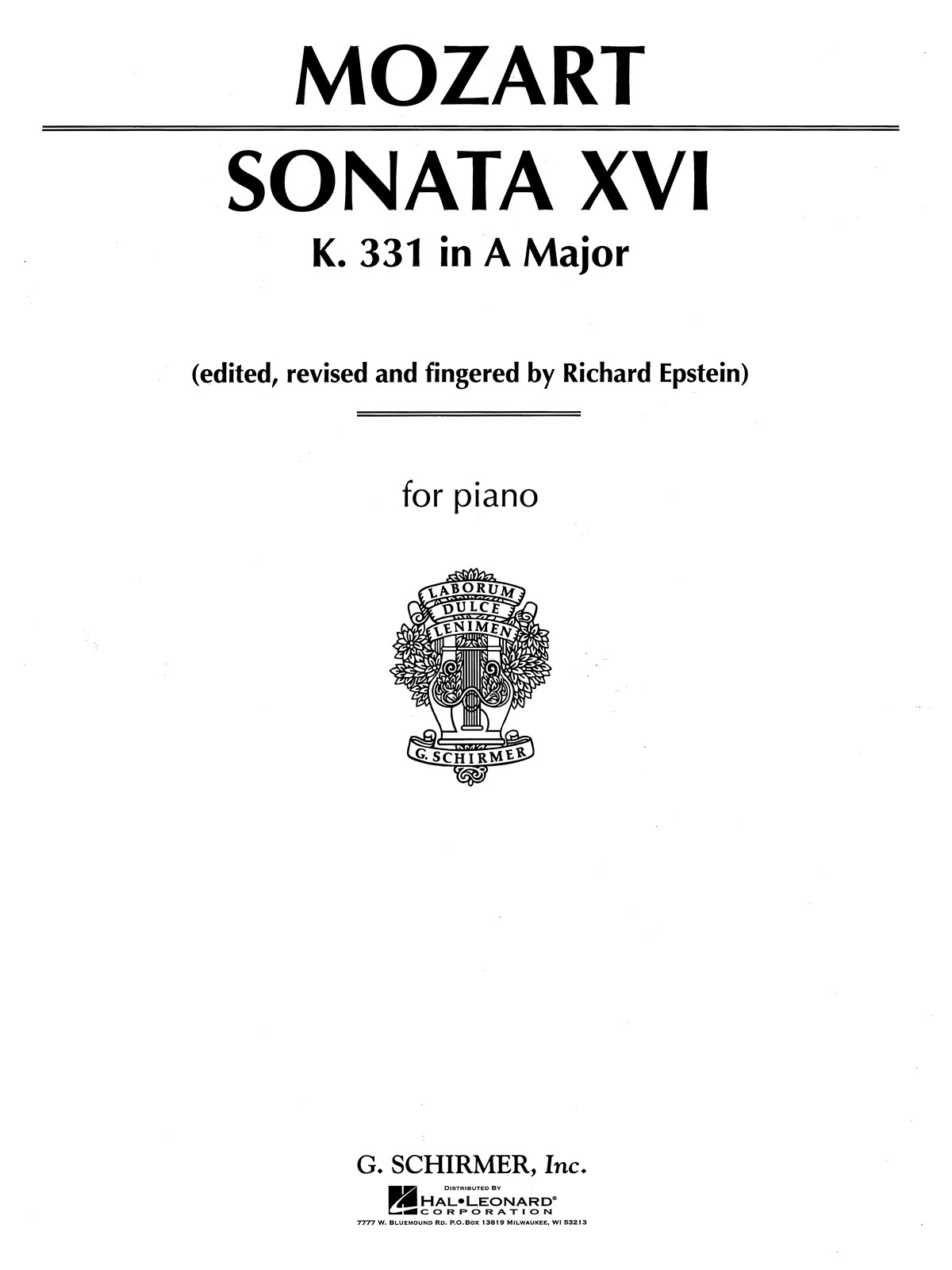 Mozart: Piano Sonata No.16 In A Major 'Alla Turca' K.331