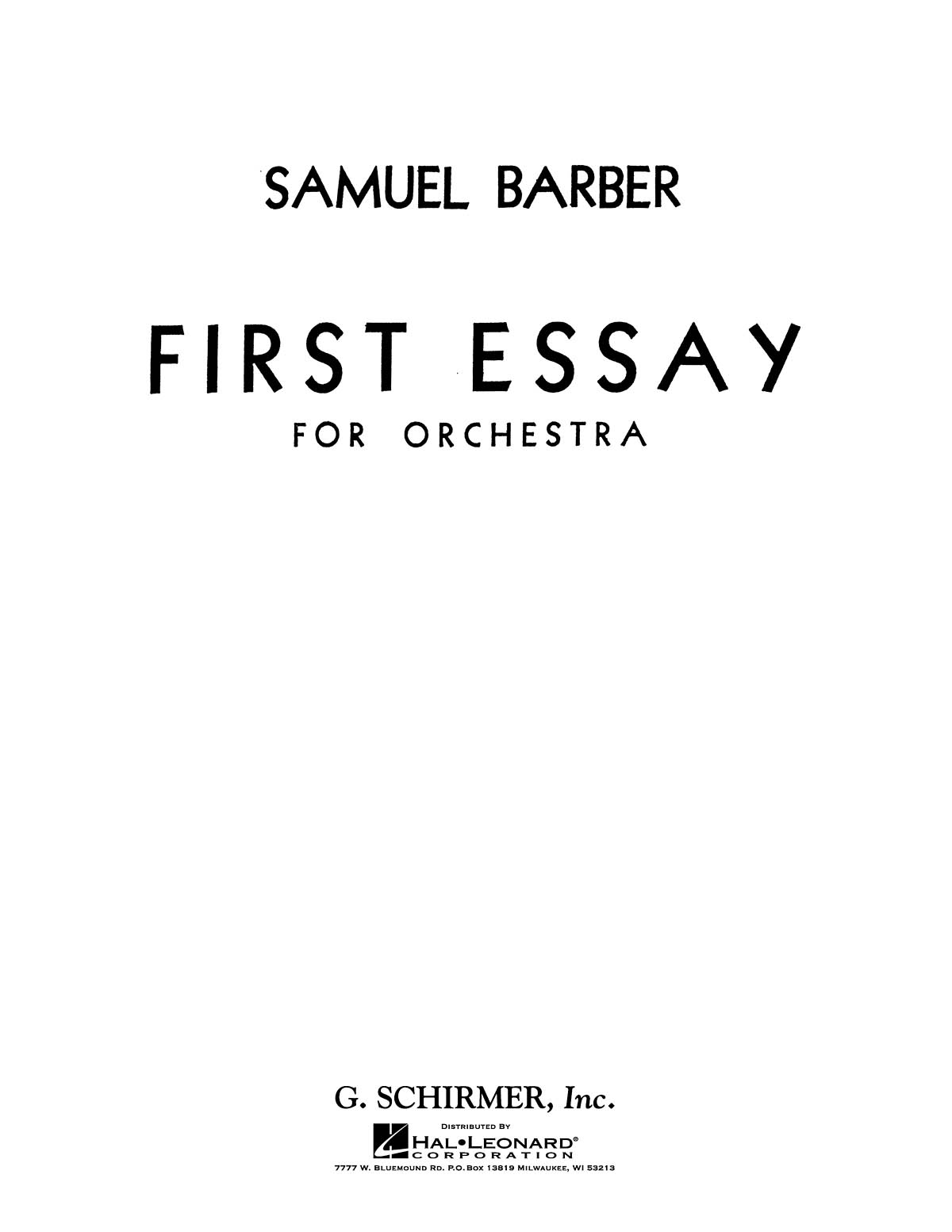 Samuel Barber: First Essay for Orchestra