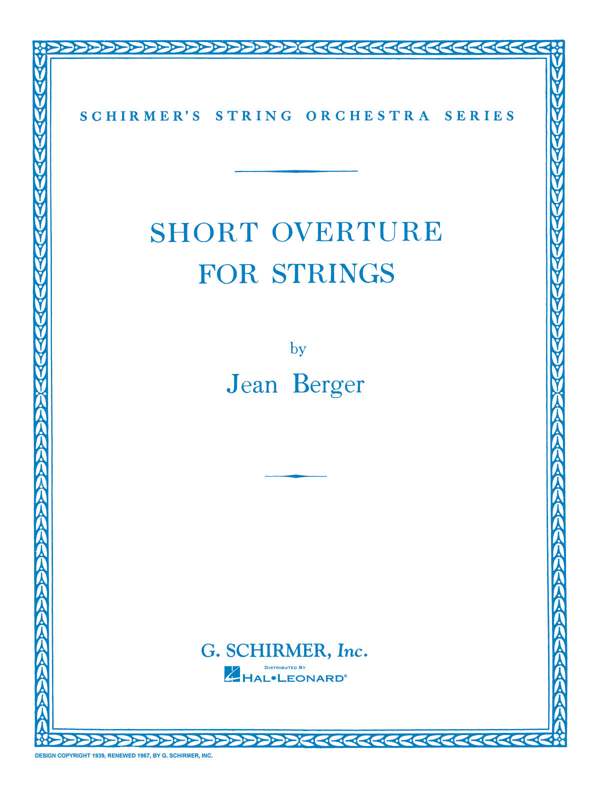 Jean Berger: Short Overture for Strings (Set)