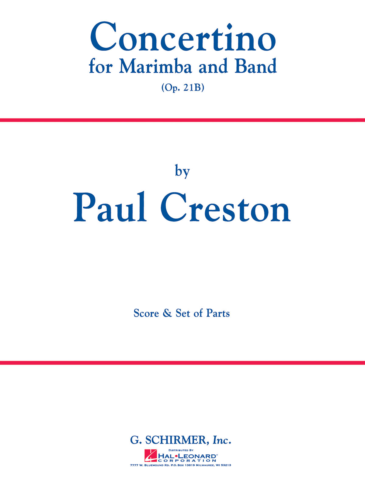 Paul Creston: Concertino for Marimba and Band Op. 21b(Score and Parts)