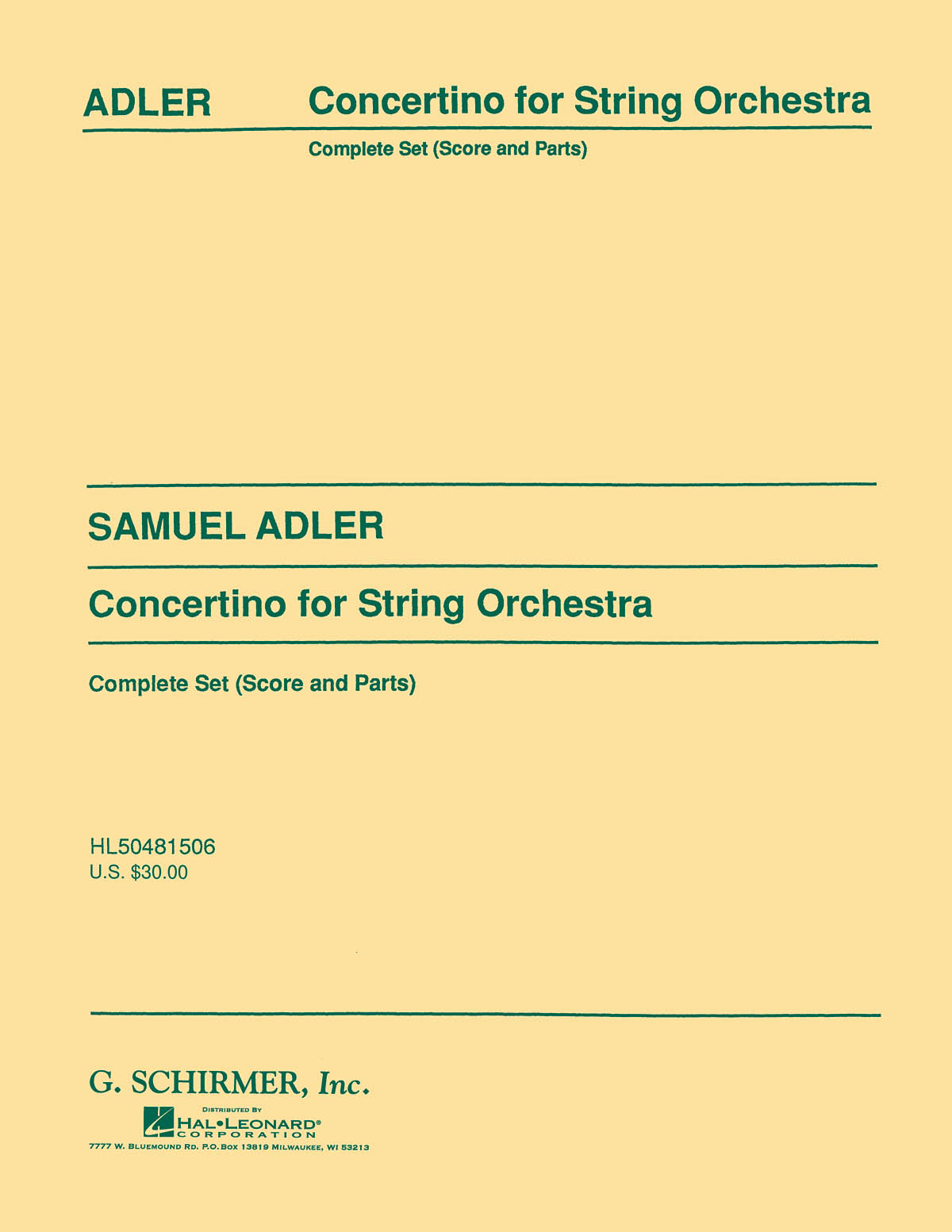 S Adler: Concertino