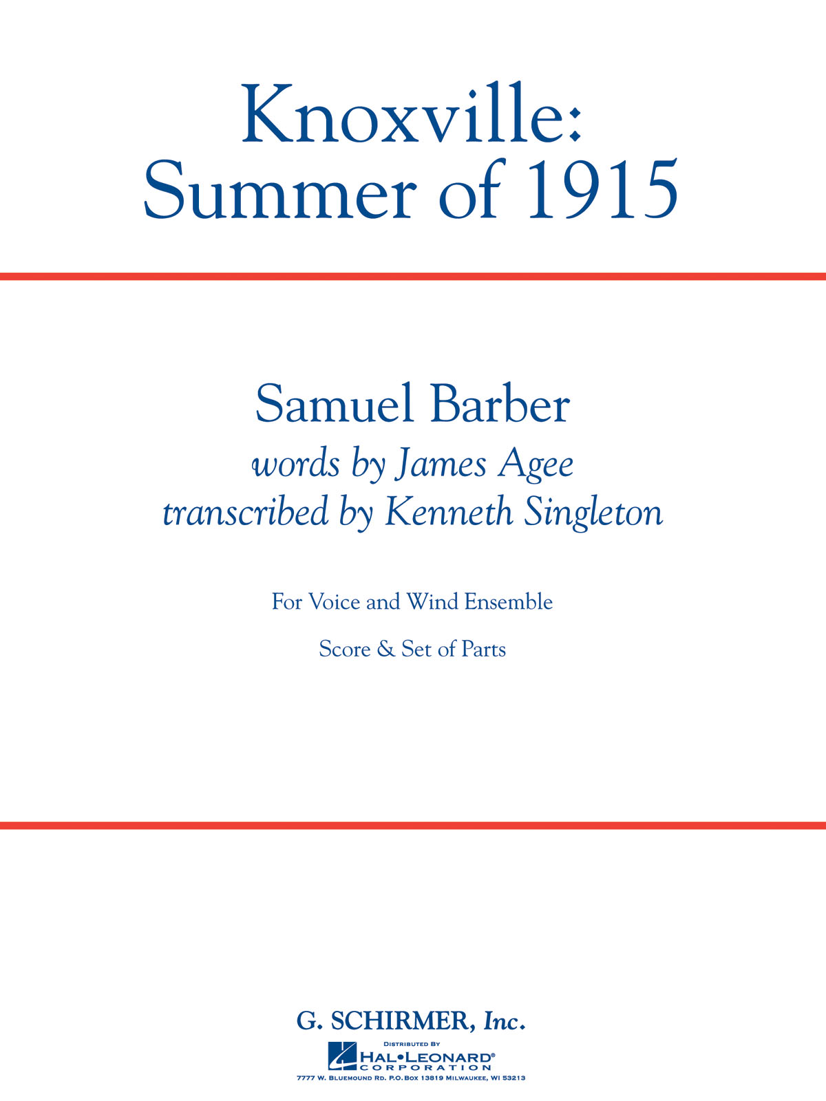 Samuel Barber: Knoxville: Summer of 1915