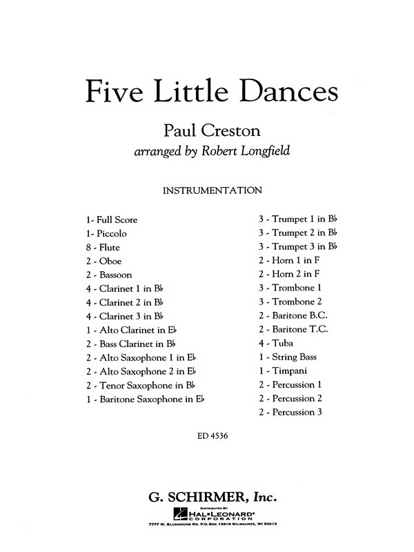 Paul Creston: Five Little Dances (Partituur Harmonie)