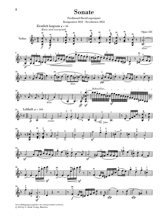 Sonate Nr.2 d-moll op.121 für Violine und Klavier