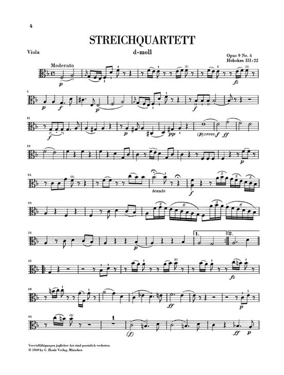 Haydn: String Quartets Volume II Op.9 (Parts)