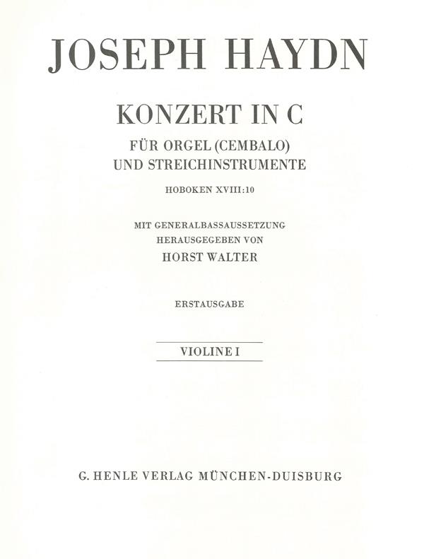 Haydn: Concerto fuer Organ (Harpsichord) with String instruments C major Hob. XVIII:10 (First Edition)