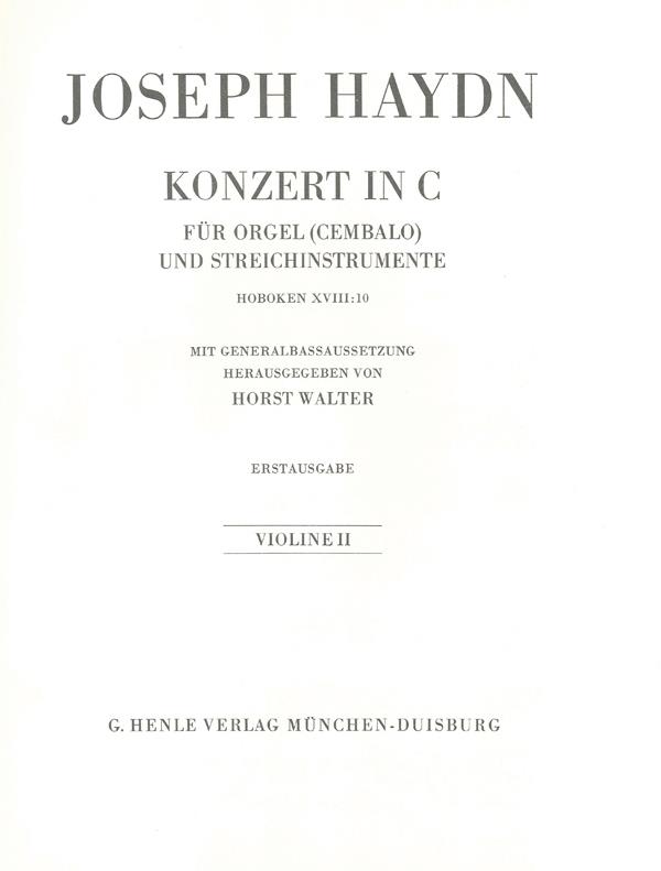 Haydn: Concerto fuer Organ (Harpsichord) with String instruments C major Hob. XVIII:10 (First Edition)