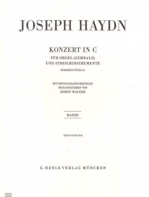 Haydn: Concerto fuer Organ (Harpsichord) with String instruments C major Hob. XVIII:10 (First Edition)