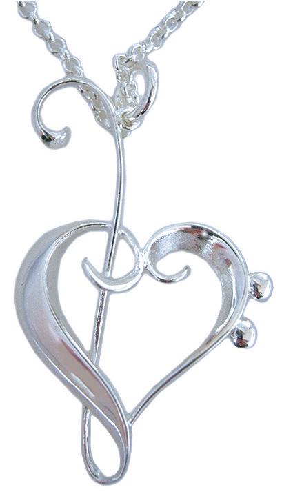 Pendant Heart Clefs Silver Plated