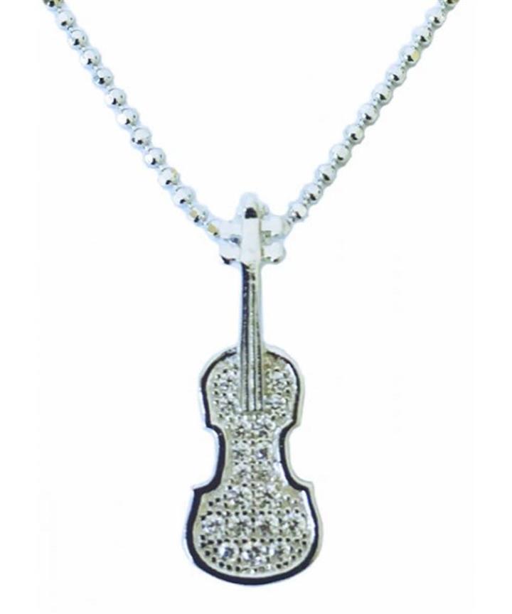 MGC: Sterling Silver Pendant - Violin & Stones