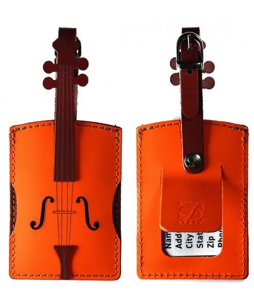 Italian Leather Luggage Tag - Violin