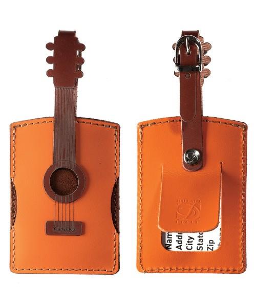 Italian Leather Luggage Tag - Acoustic Guitar