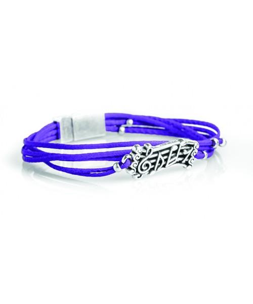 Italian Leather Music Score Bracelet - Purple