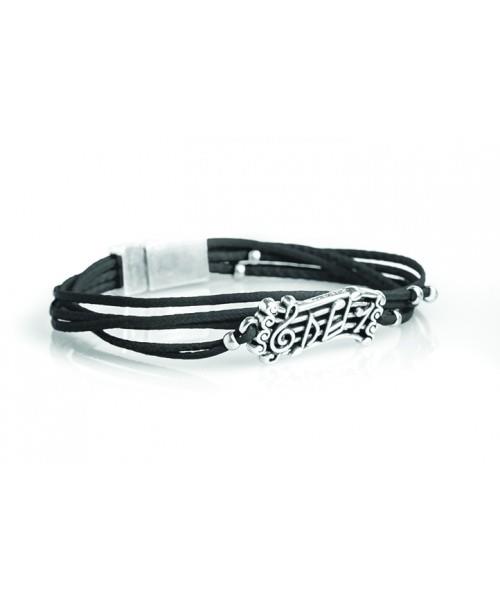 Italian Leather Music Score Bracelet - Black