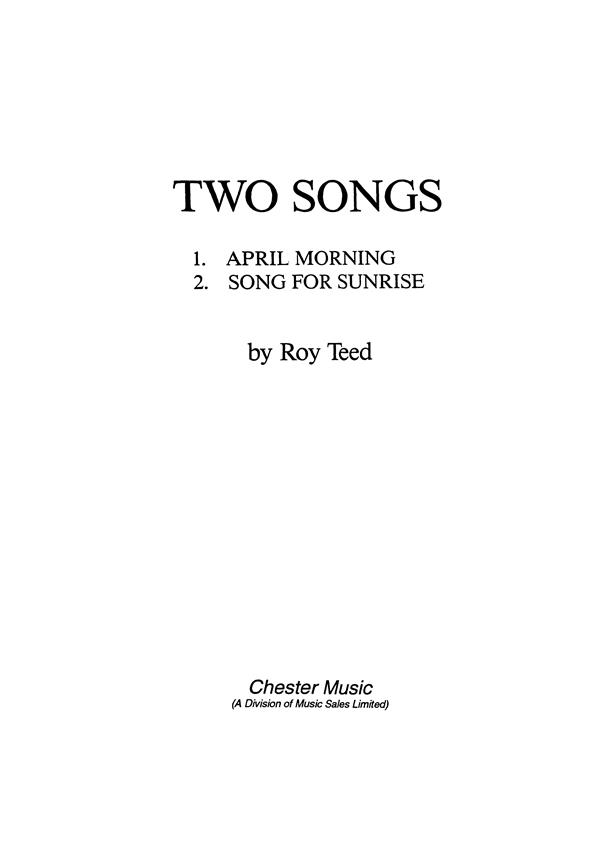 Roy Teed: Two Songs