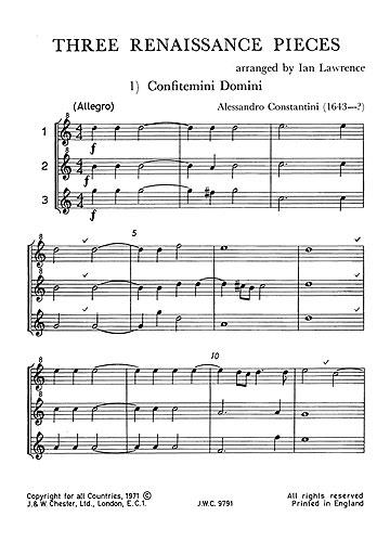 Lawrence: Three Renaissance Pieces Junior Music Stage 2 Sc/Pts