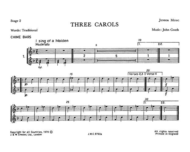 Coath: Three Carols Junior Music Stage 2 Parts