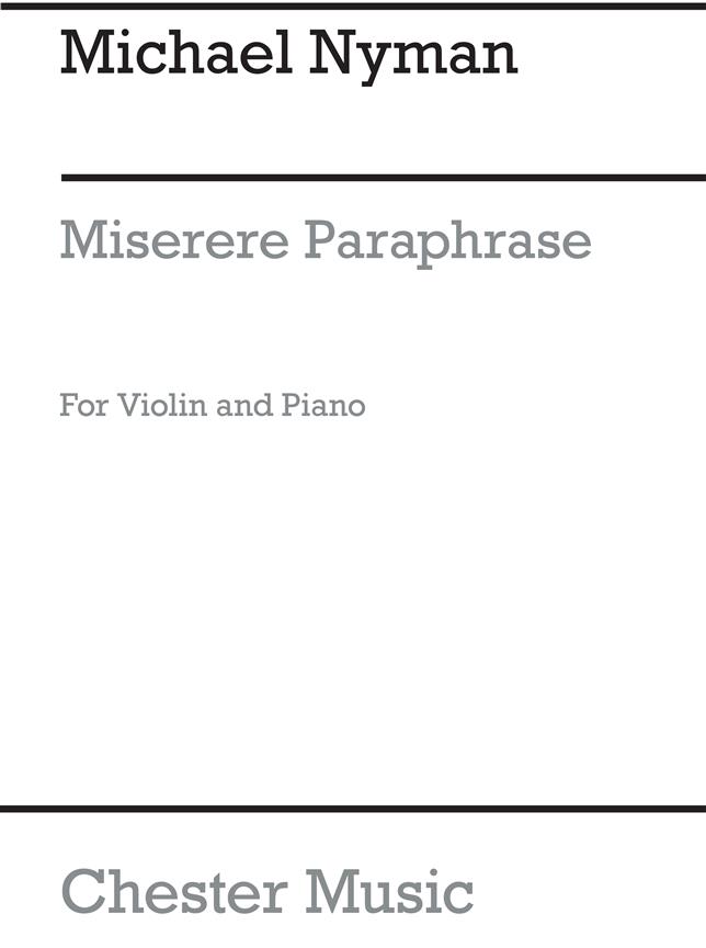 Nyman: Miserere Paraphrase for Violin Or Saxophone with Piano acc.