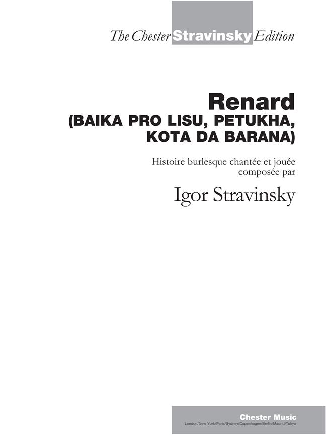 Igor Stravinsky - Renard (Vocal Score)