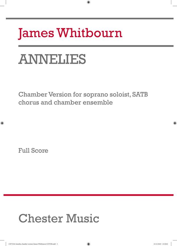 James Whitbourn: Annelies (Chamber Version) - Full Score