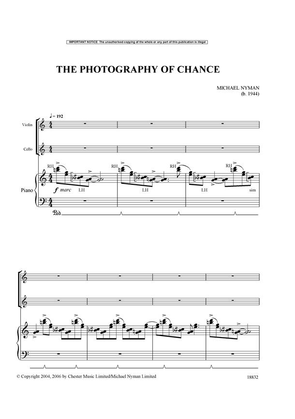 Michael Nyman: The Photography Of Chance (Piano Trio)