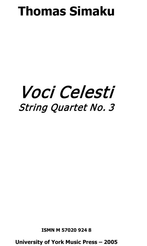 Voci Celesti - String Quartet No. 3