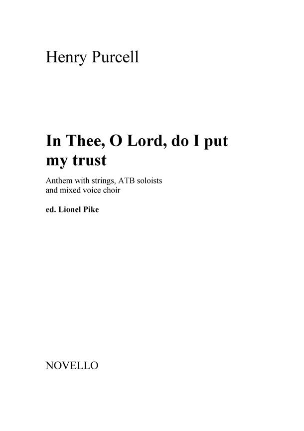 In Thee O Lord Do I Put My Trust(Anthem With Strings (Score))