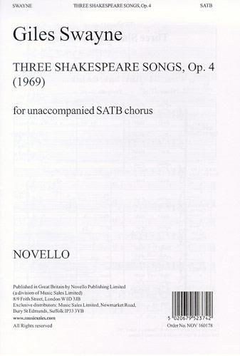 Three Shakespeare Songs Op.4 SATB