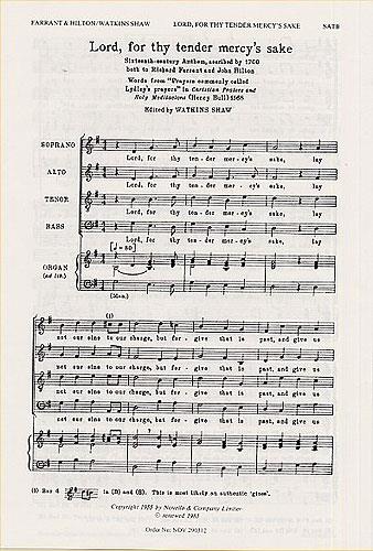 Lord For Thy Tender Mercy's Sake (SATB)