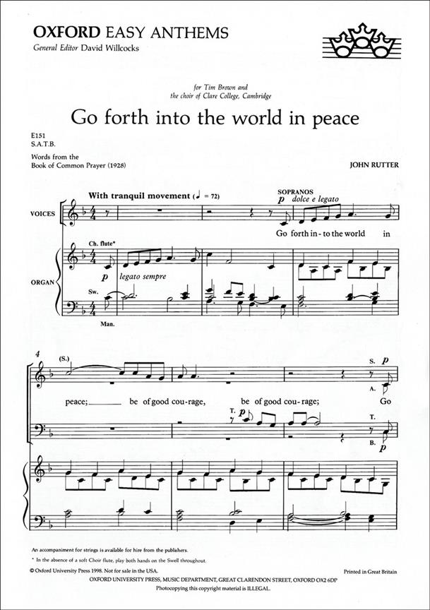 John Rutter: Go forth into the world in peace