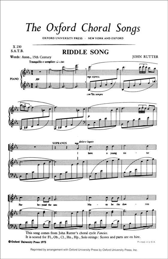 John Rutter: Riddle Song (SATB)