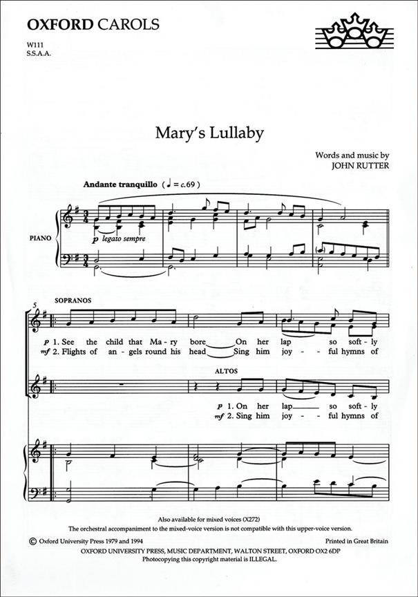 John Rutter: Mary's Lullaby