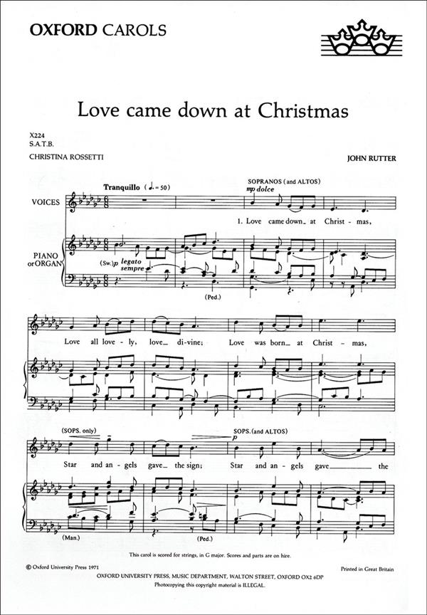 John Rutter: Love Came Down At Christmas (SATB)