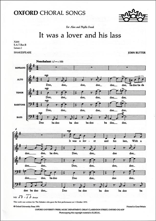 John Rutter: It was a lover and his lass