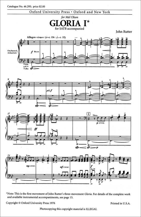 John Rutter: Gloria 1 (SATB)