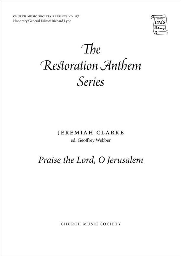 Jeremiah Clarke: Praise the Lord, O Jerusalem (SATB)