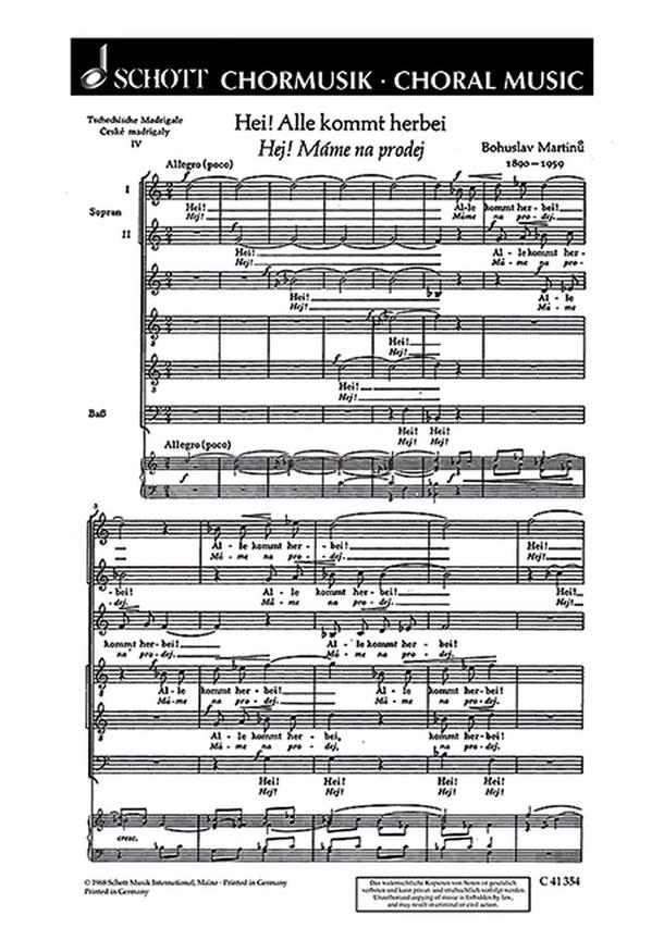 Tschechische Madrigale ? Ceske madrigaly H 278