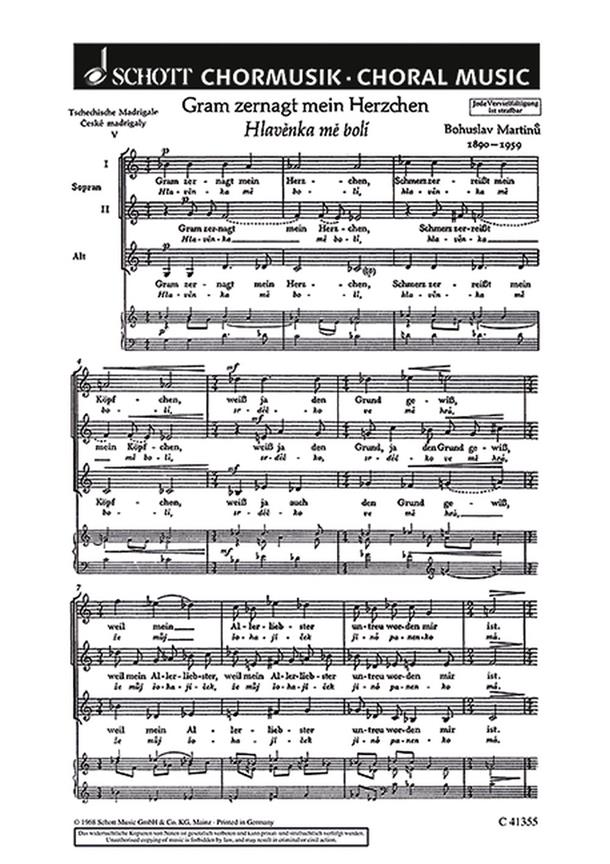 Tschechische Madrigale ? Ceske madrigaly H 278