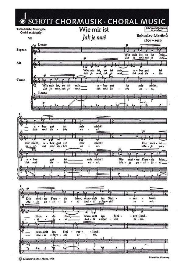 Tschechische Madrigale ? Ceske madrigaly H 278