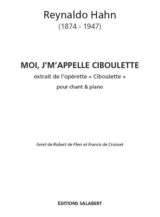 Hahn, Reynaldo: Moi J'M'Appell Ciboulette Chant-Piano