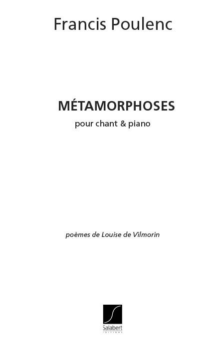 Francis Poulenc: Metamorphoses Chant-Piano Recueil